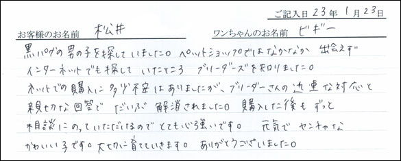 コッカーお客様の声