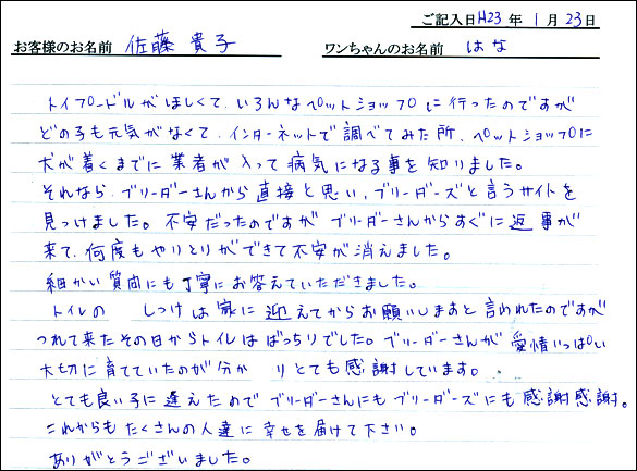 コッカーお客様の声