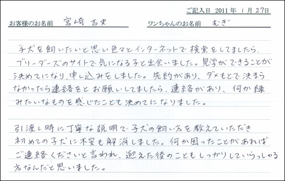 コッカーお客様の声
