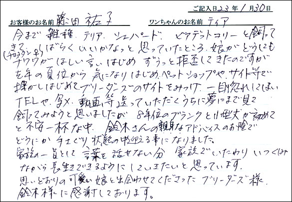 コッカーお客様の声