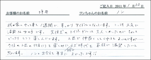 コッカーお客様の声