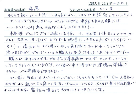 コッカーお客様の声