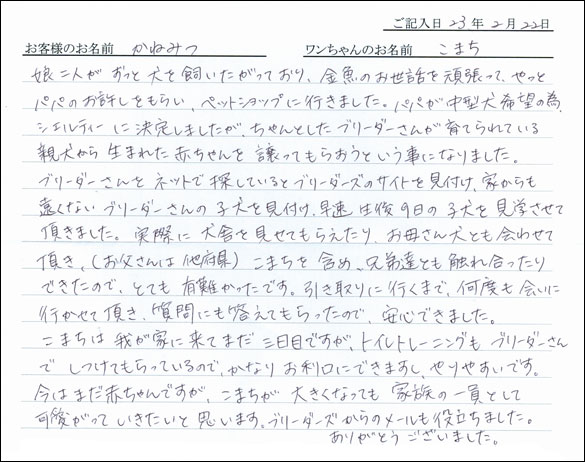 コッカーお客様の声