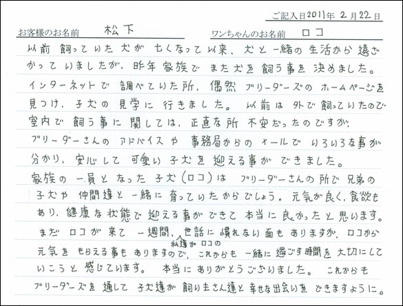 コッカーお客様の声