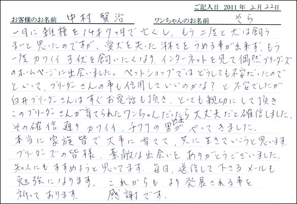 コッカーお客様の声