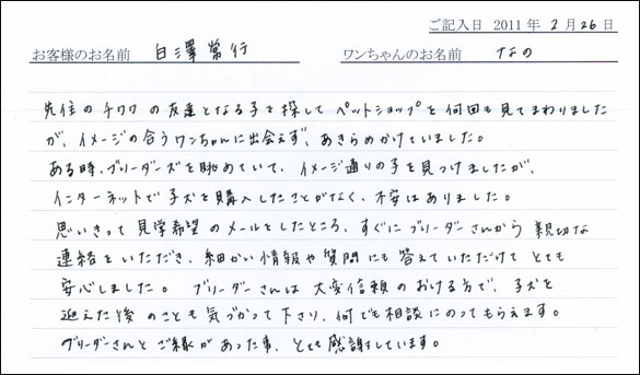 コッカーお客様の声