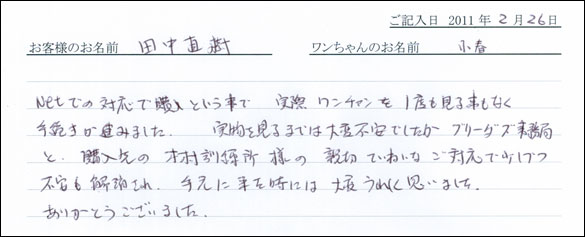 コッカーお客様の声