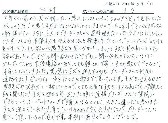 コッカーお客様の声