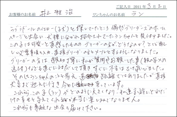 コッカーお客様の声