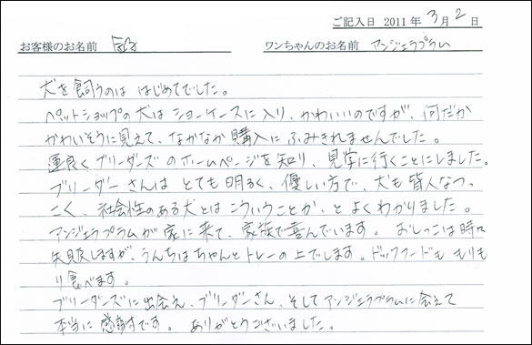 コッカーお客様の声