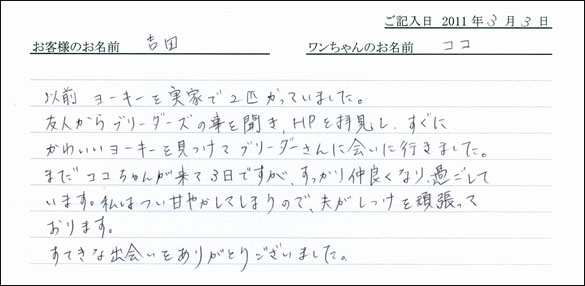 コッカーお客様の声
