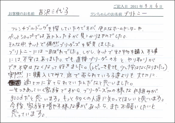 コッカーお客様の声