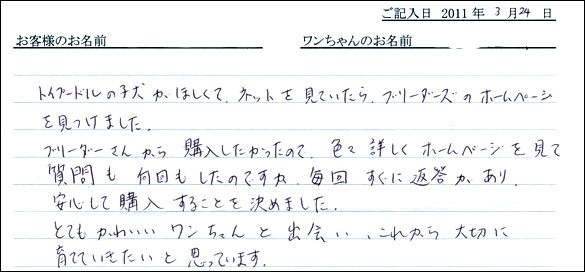 コッカーお客様の声