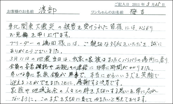 コッカーお客様の声