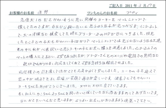コッカーお客様の声
