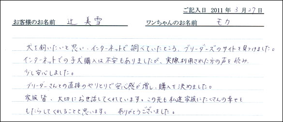 コッカーお客様の声