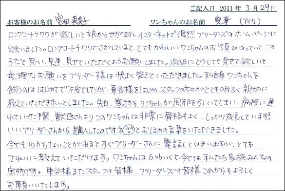 コッカーお客様の声