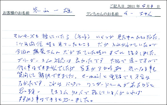 コッカーお客様の声