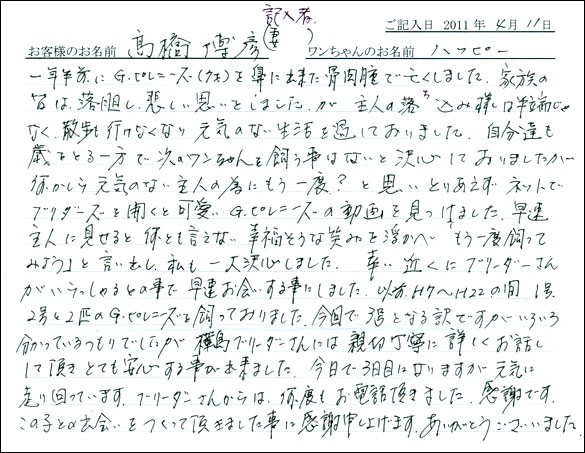 コッカーお客様の声
