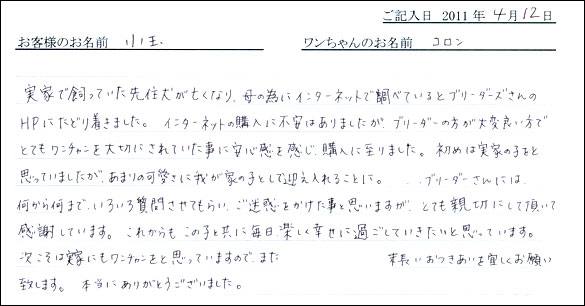 コッカーお客様の声