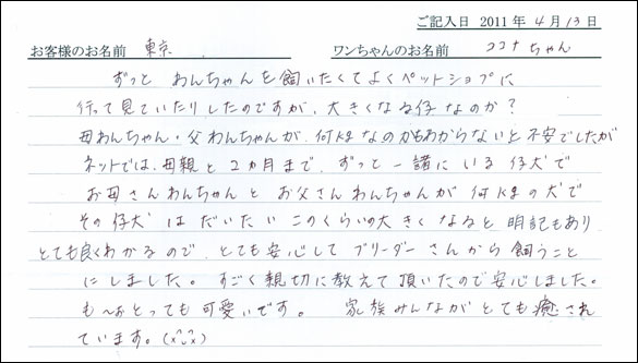コッカーお客様の声