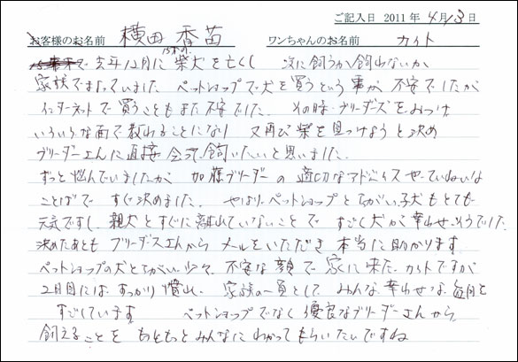 コッカーお客様の声