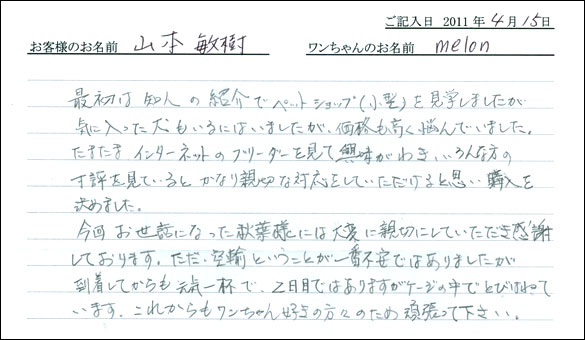 コッカーお客様の声