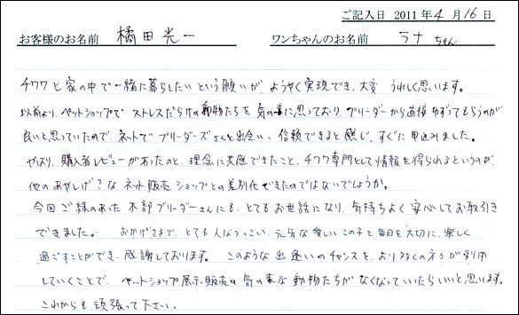 コッカーお客様の声