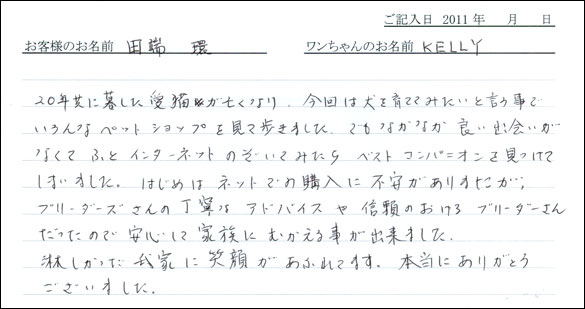 コッカーお客様の声