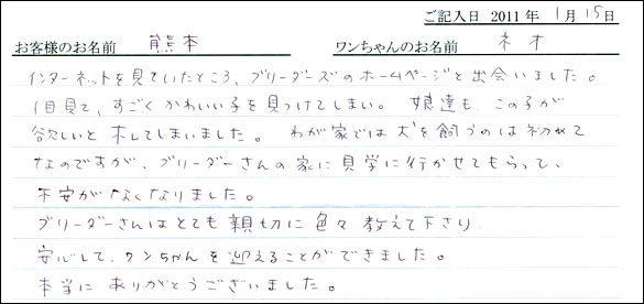 シェットランドシープドッグお客様の声