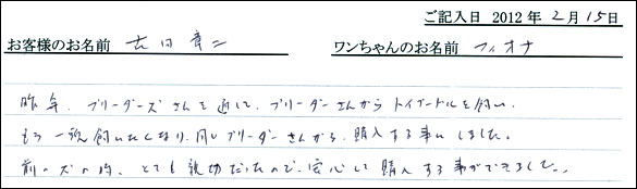 シェットランドシープドッグお客様の声