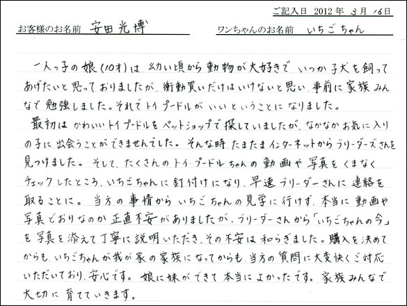 シェットランドシープドッグお客様の声