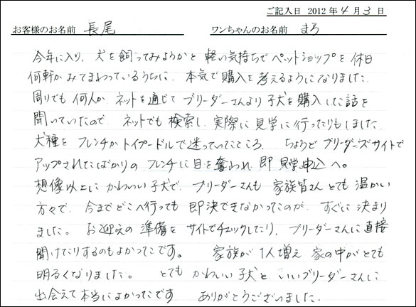 シェットランドシープドッグお客様の声