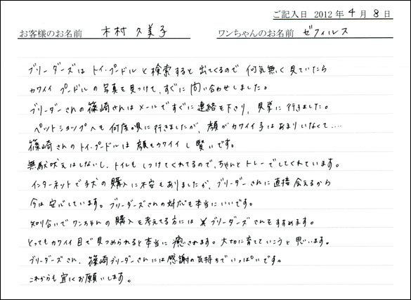シェットランドシープドッグお客様の声