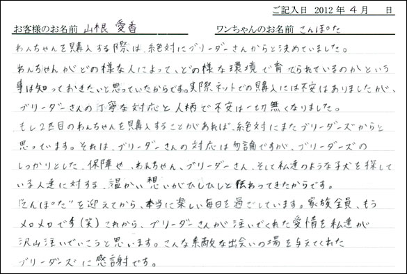 コッカーお客様の声