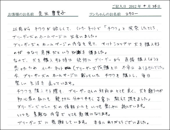 コッカーお客様の声
