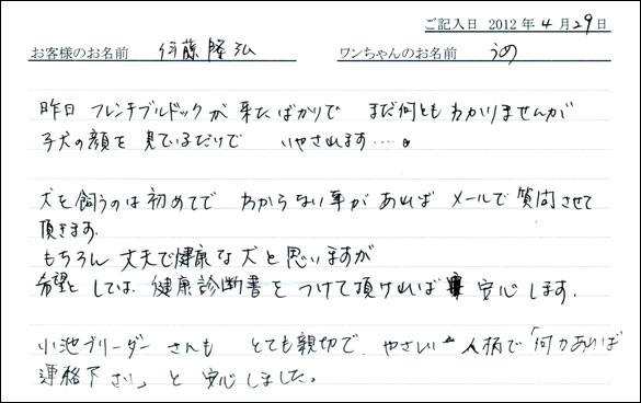 コッカーお客様の声
