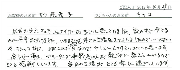 コッカーお客様の声