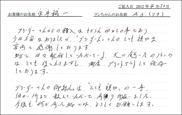 コッカーお客様の声