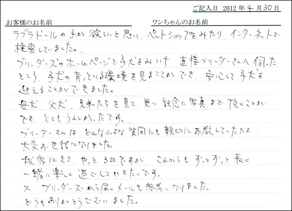 コッカーお客様の声