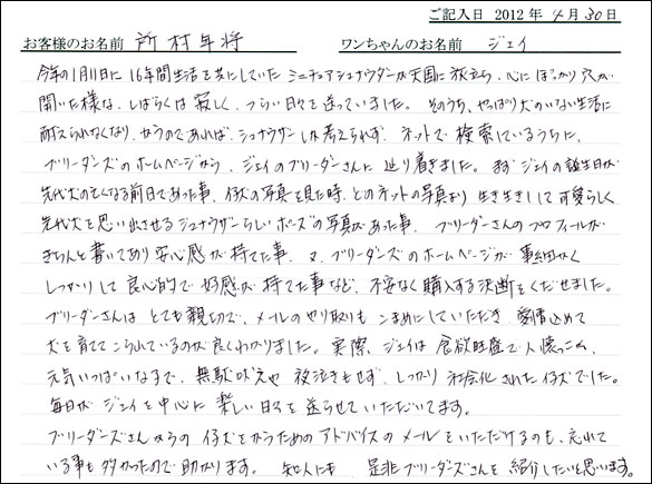コッカーお客様の声