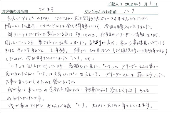 コッカーお客様の声