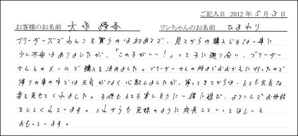 コッカーお客様の声