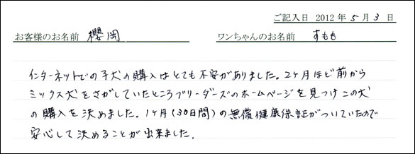 コッカーお客様の声