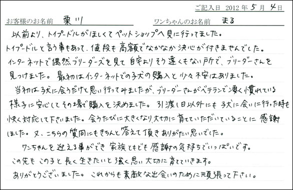 コッカーお客様の声