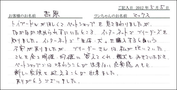 コッカーお客様の声
