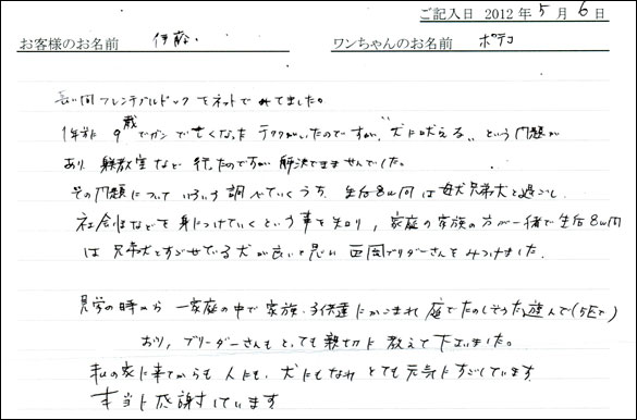 シェットランドシープドッグお客様の声