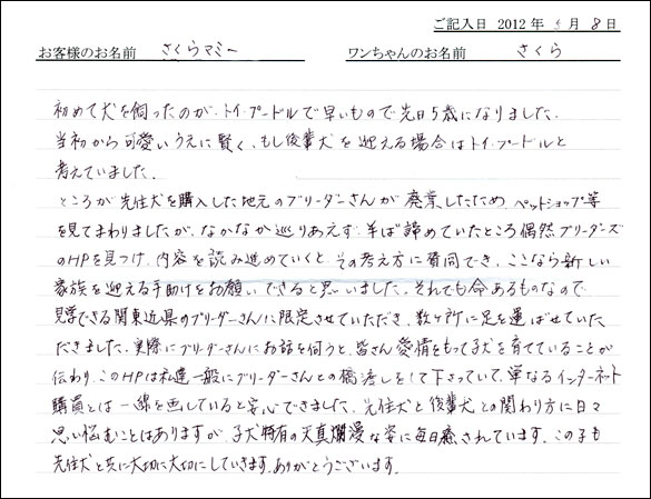 シェットランドシープドッグお客様の声