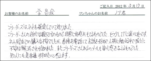 シェットランドシープドッグお客様の声