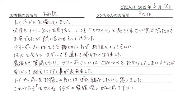 シェットランドシープドッグお客様の声